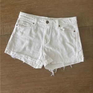 PAIGE White Jimmy Jimmy Jean Shorts Distressed Raw Hem
